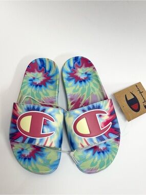 Champion Women's Slide - IPO TIE DYE Pink/Light Yellow/Multi - New